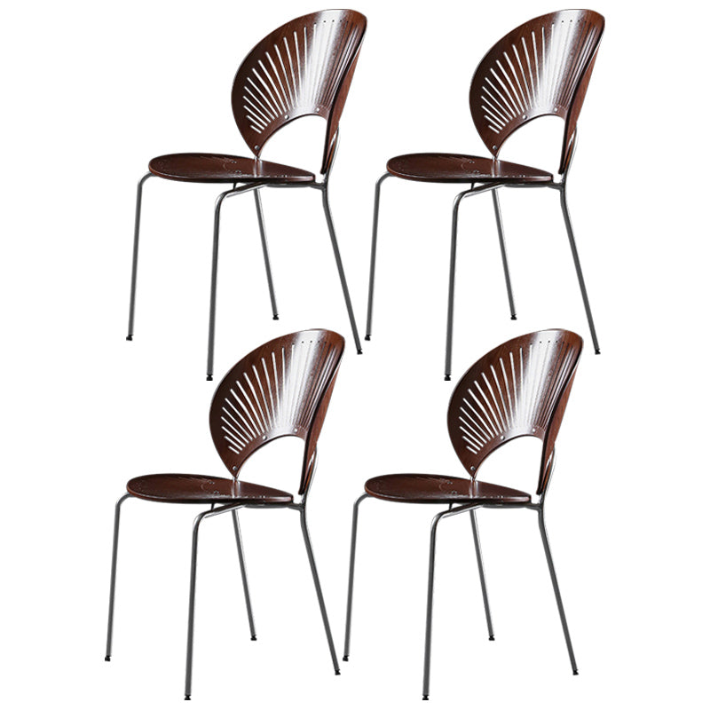 Nordic Style Metal Armless Dining Chairs Open Back Dining Side Chair for Home Use