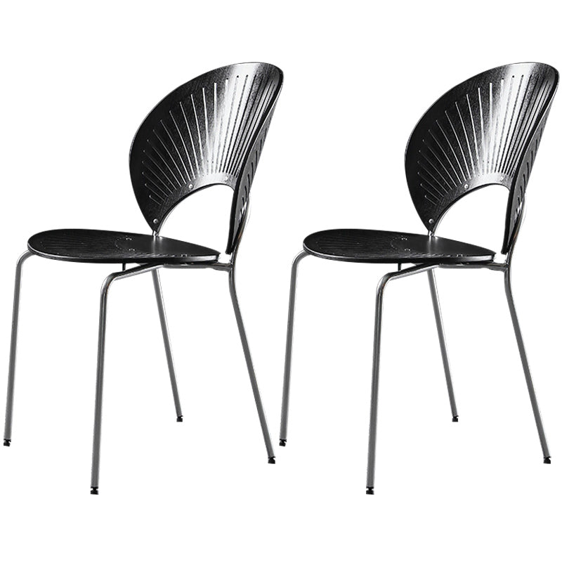 Nordic Style Metal Armless Dining Chairs Open Back Dining Side Chair for Home Use