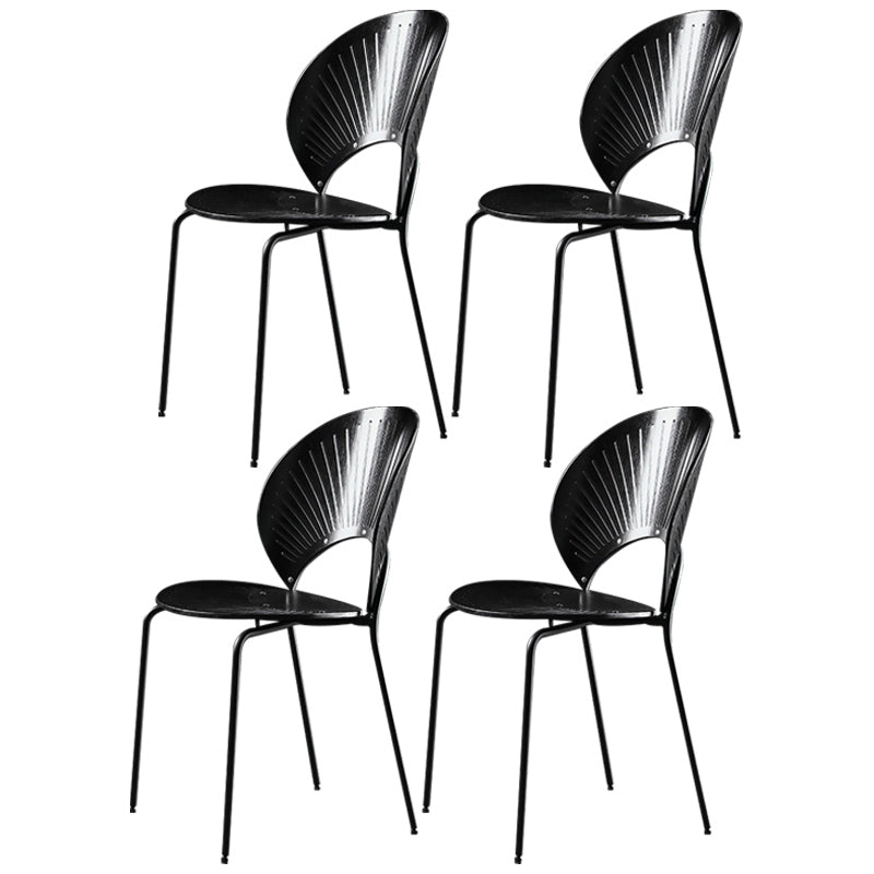 Nordic Style Metal Armless Dining Chairs Open Back Dining Side Chair for Home Use