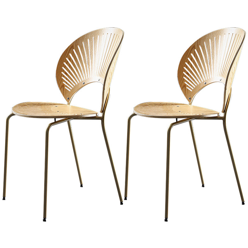 Nordic Style Metal Armless Dining Chairs Open Back Dining Side Chair for Home Use