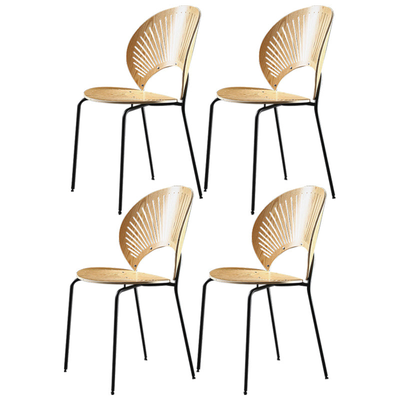 Nordic Style Metal Armless Dining Chairs Open Back Dining Side Chair for Home Use