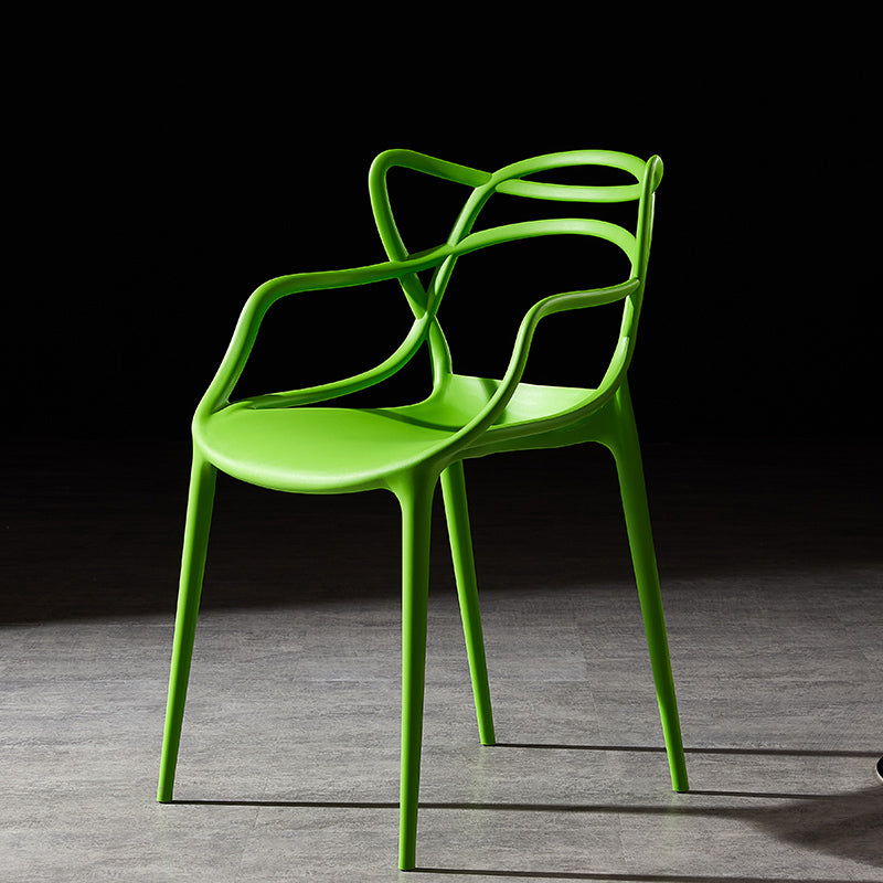 Scandinavian Plastic Dining Arm Chair Indoor Stackable Dining Armchairs