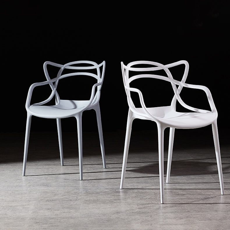 Scandinavian Plastic Dining Arm Chair Indoor Stackable Dining Armchairs