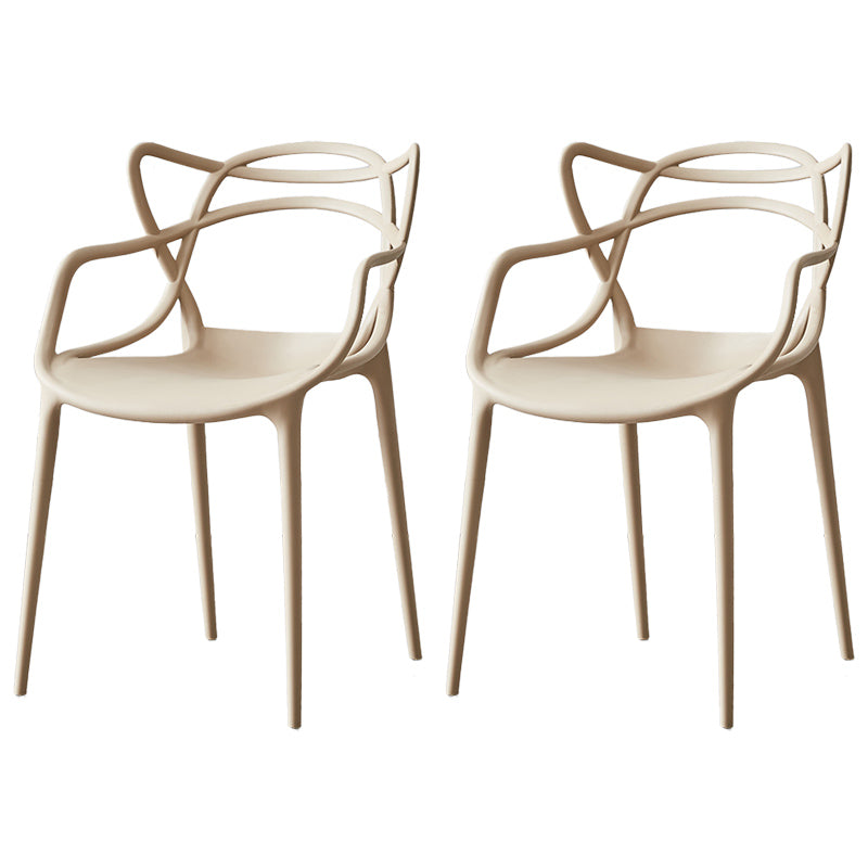 Scandinavian Plastic Dining Arm Chair Indoor Stackable Dining Armchairs