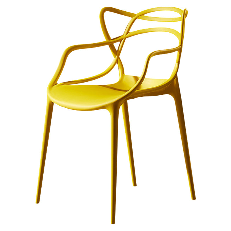 Scandinavian Plastic Dining Arm Chair Indoor Stackable Dining Armchairs