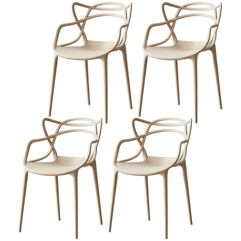 Scandinavian Plastic Dining Arm Chair Indoor Stackable Dining Armchairs