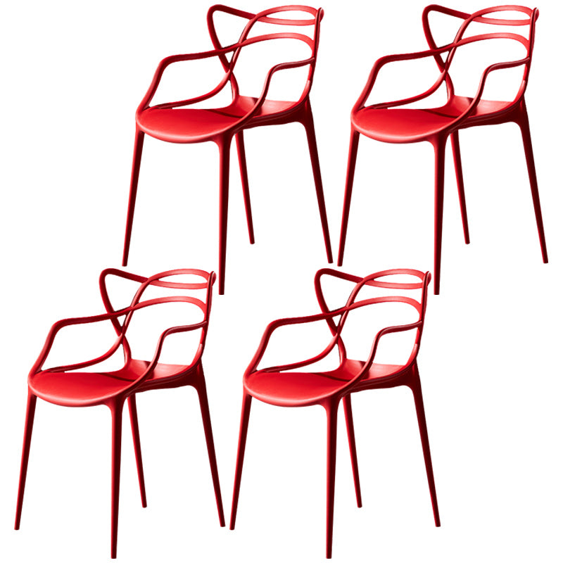 Scandinavian Plastic Dining Arm Chair Indoor Stackable Dining Armchairs