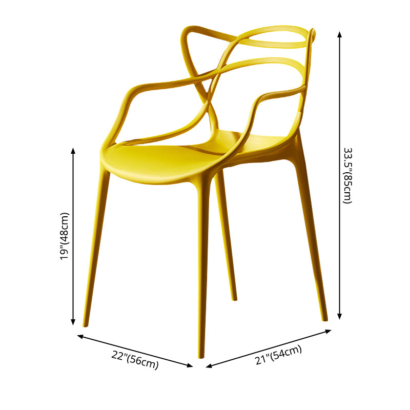 Scandinavian Plastic Dining Arm Chair Indoor Stackable Dining Armchairs
