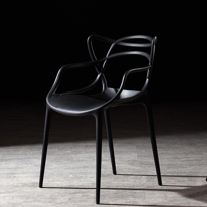 Scandinavian Plastic Dining Arm Chair Indoor Stackable Dining Armchairs