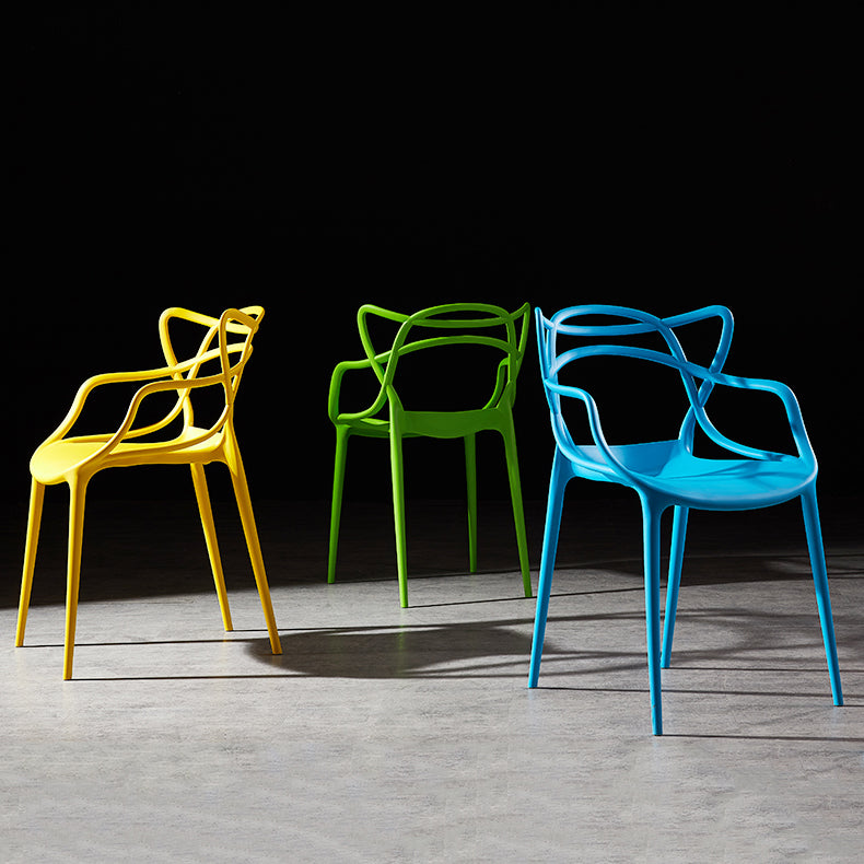 Scandinavian Plastic Dining Arm Chair Indoor Stackable Dining Armchairs