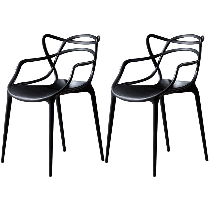 Scandinavian Plastic Dining Arm Chair Indoor Stackable Dining Armchairs