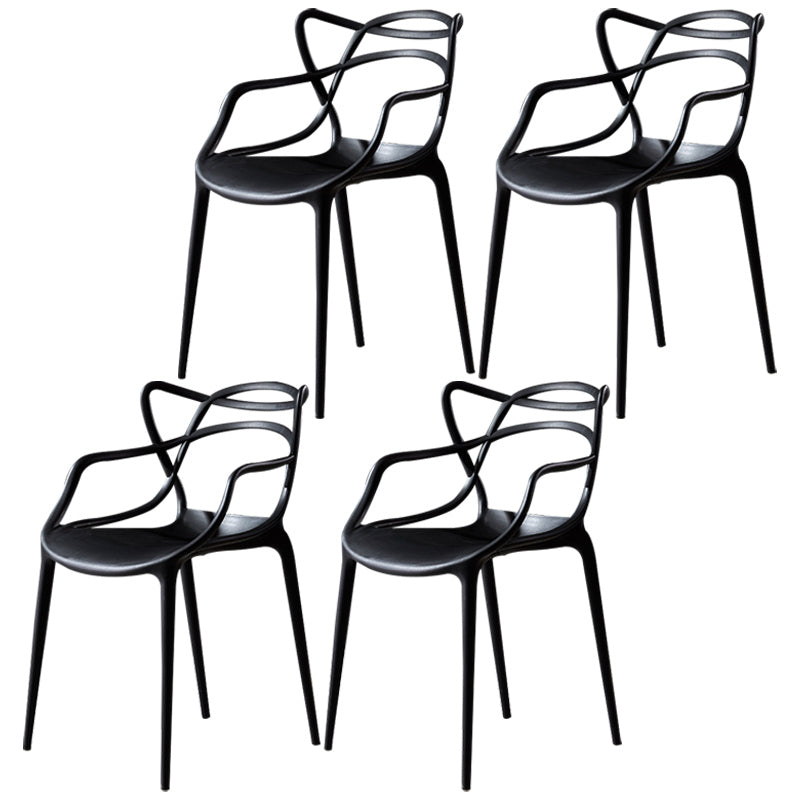 Scandinavian Plastic Dining Arm Chair Indoor Stackable Dining Armchairs
