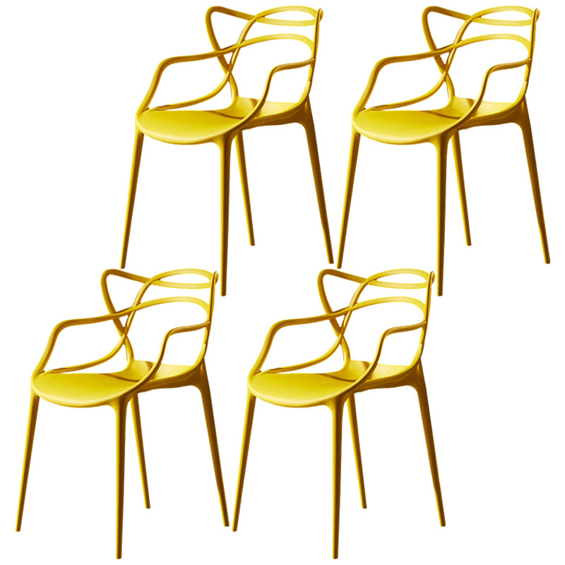 Scandinavian Plastic Dining Arm Chair Indoor Stackable Dining Armchairs