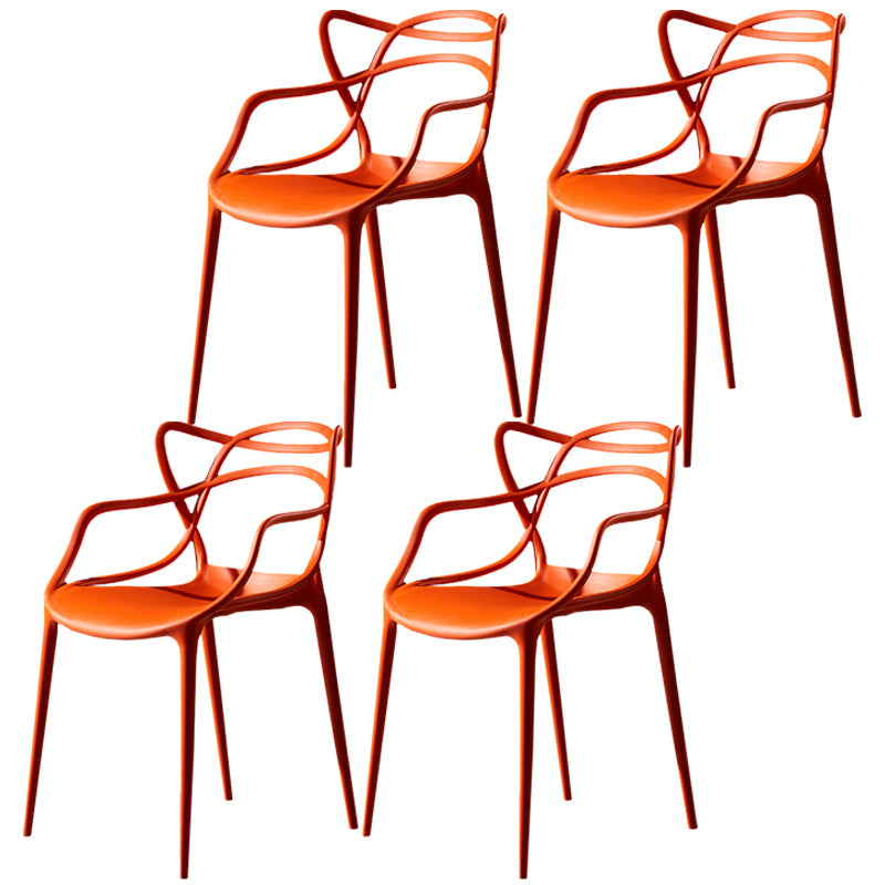 Scandinavian Plastic Dining Arm Chair Indoor Stackable Dining Armchairs