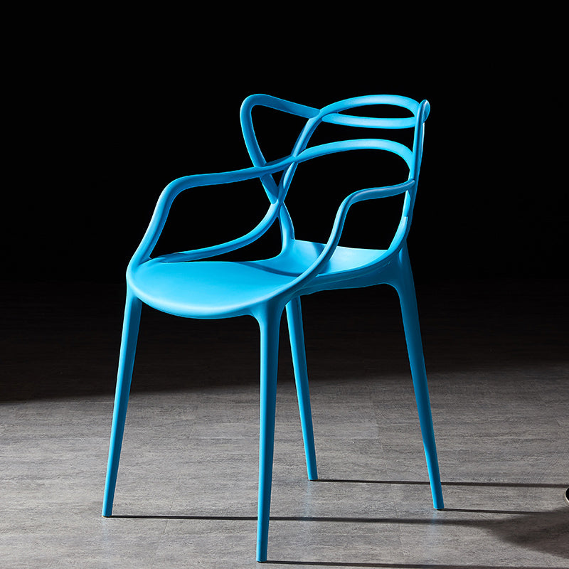 Scandinavian Plastic Dining Arm Chair Indoor Stackable Dining Armchairs