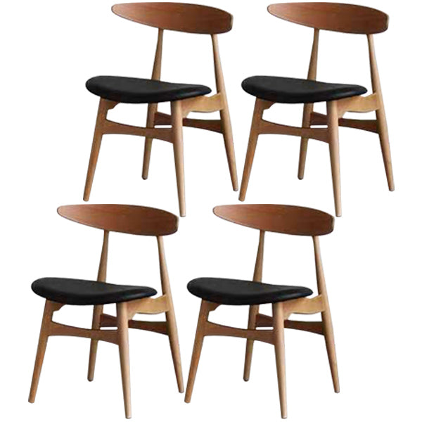Contemporary Solid Wood Dining Room Chairs Armless Open Back Dining Side Chair for Home Use