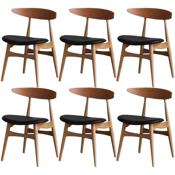 Contemporary Solid Wood Dining Room Chairs Armless Open Back Dining Side Chair for Home Use