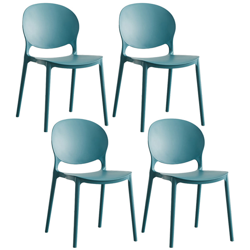 Scandinavian Plastic Armless Dining Chairs Indoor Stackable Side Chair