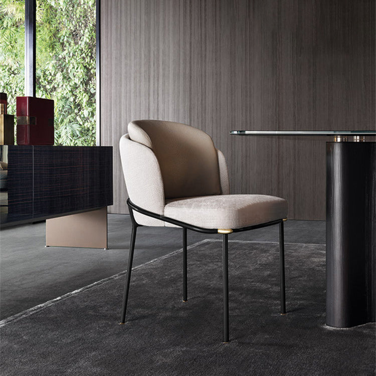 Contemporary Metal Dining Room Chairs Armless Upholstered Side Chairs for Home Use
