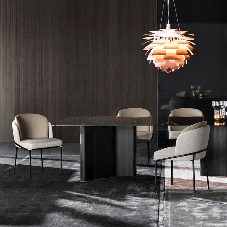 Contemporary Metal Dining Room Chairs Armless Upholstered Side Chairs for Home Use
