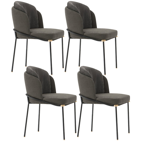 Contemporary Metal Dining Room Chairs Armless Upholstered Side Chairs for Home Use
