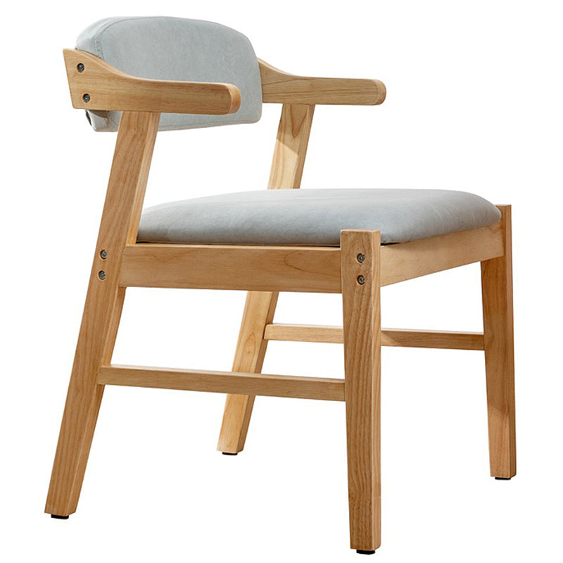 Upholstered Dining Arm Chair PU Leather Open Back Armchair with Wood Legs