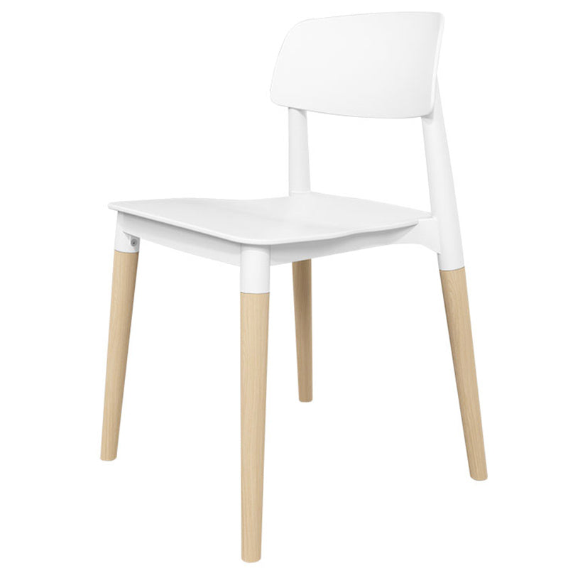 Chaises de salle à manger sans bras empilables en plastique ou ouverte la chaise latéral avec des cuisses de bois