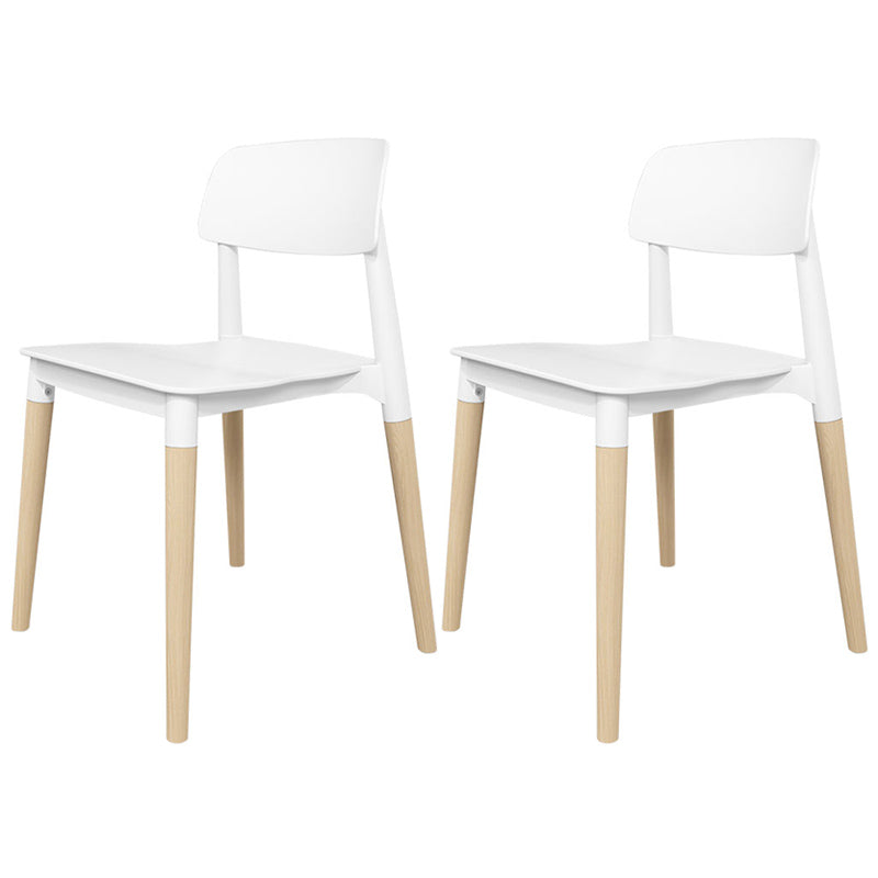 Chaises de salle à manger sans bras empilables en plastique ou ouverte la chaise latéral avec des cuisses de bois