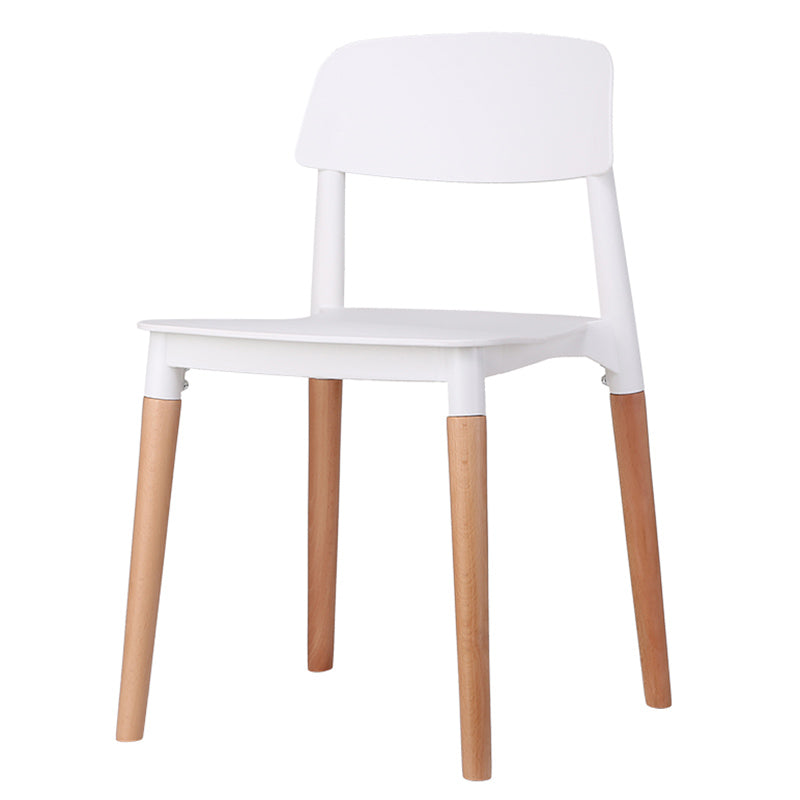 Chaises de salle à manger sans bras empilables en plastique ou ouverte la chaise latéral avec des cuisses de bois