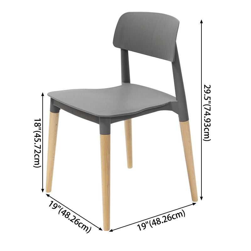 Chaises de salle à manger sans bras empilables en plastique ou ouverte la chaise latéral avec des cuisses de bois