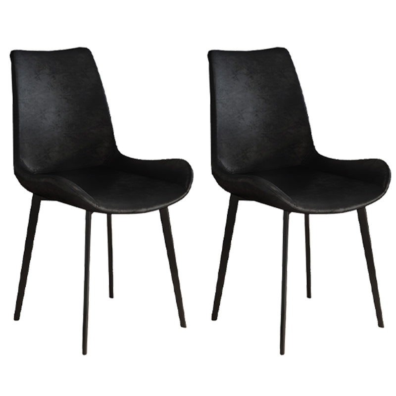 Leather Contemporary Restaurant Side Chair Parsons Matte Finish Dining Chair with Black Legs