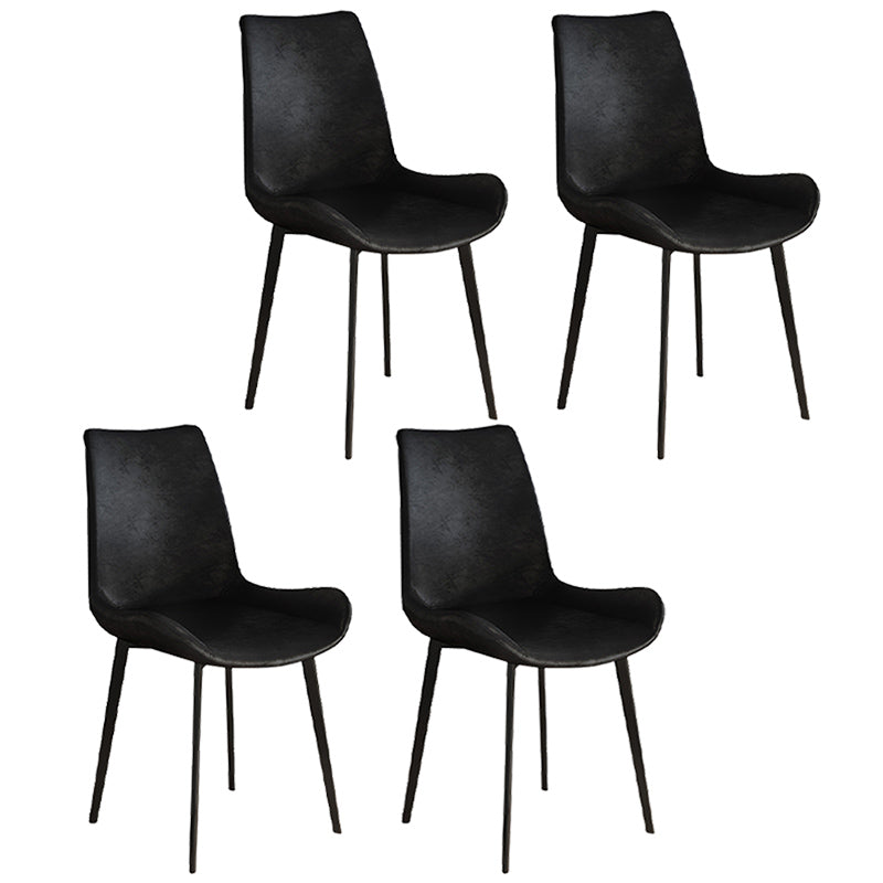 Leather Contemporary Restaurant Side Chair Parsons Matte Finish Dining Chair with Black Legs