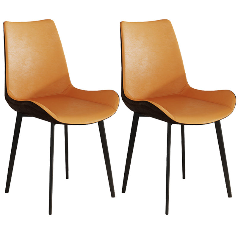 Leather Contemporary Restaurant Side Chair Parsons Matte Finish Dining Chair with Black Legs