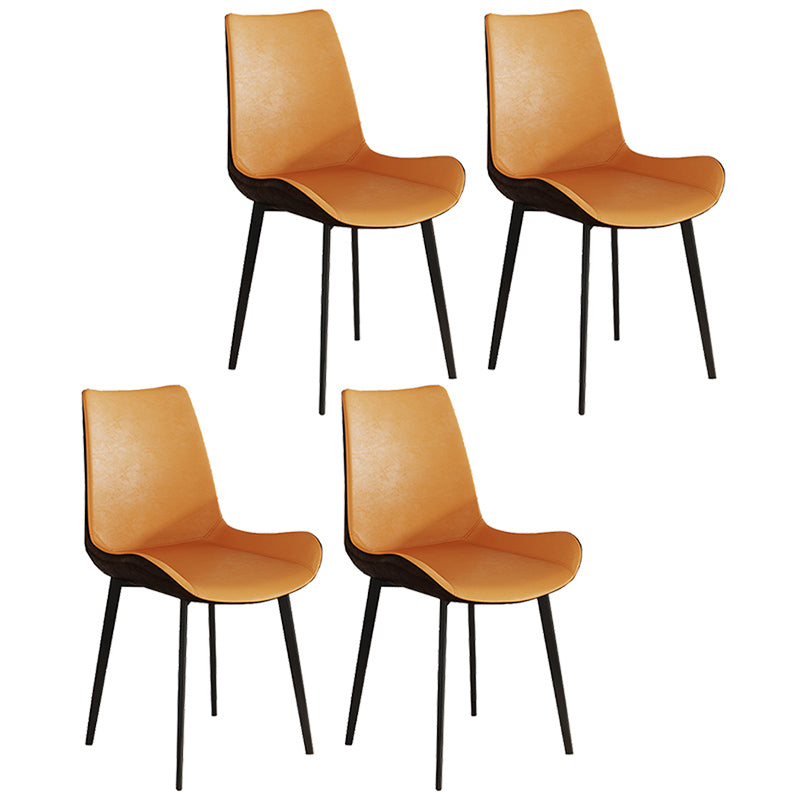 Leather Contemporary Restaurant Side Chair Parsons Matte Finish Dining Chair with Black Legs