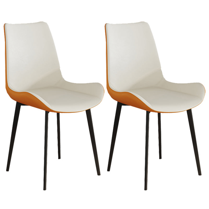 Leather Contemporary Restaurant Side Chair Parsons Matte Finish Dining Chair with Black Legs