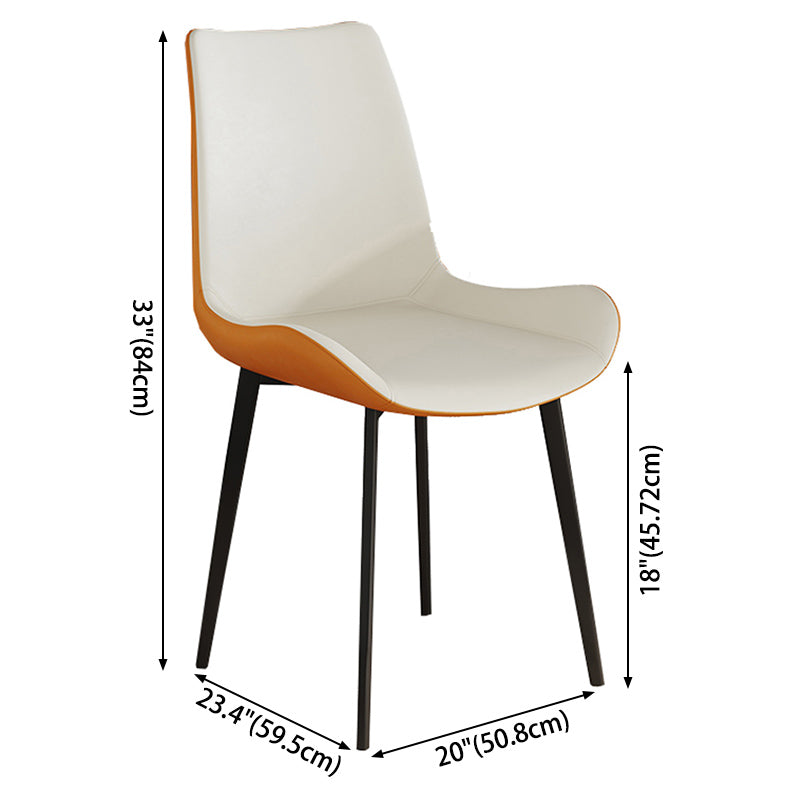 Leather Contemporary Restaurant Side Chair Parsons Matte Finish Dining Chair with Black Legs