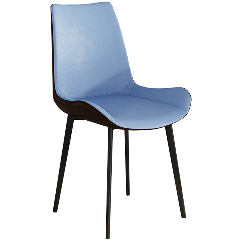 Leather Contemporary Restaurant Side Chair Parsons Matte Finish Dining Chair with Black Legs
