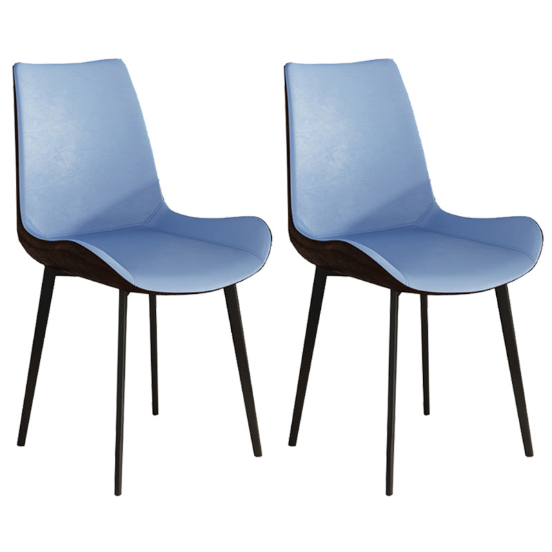 Leather Contemporary Restaurant Side Chair Parsons Matte Finish Dining Chair with Black Legs