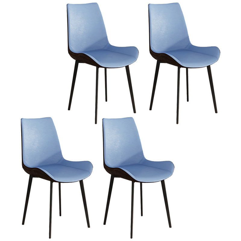 Leather Contemporary Restaurant Side Chair Parsons Matte Finish Dining Chair with Black Legs