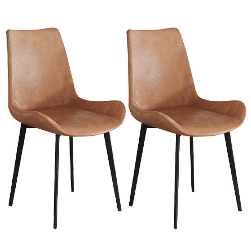 Leather Contemporary Restaurant Side Chair Parsons Matte Finish Dining Chair with Black Legs