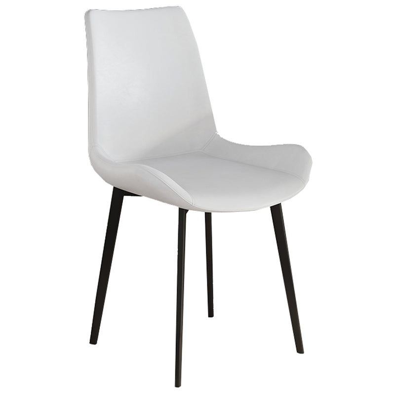 Leather Contemporary Restaurant Side Chair Parsons Matte Finish Dining Chair with Black Legs