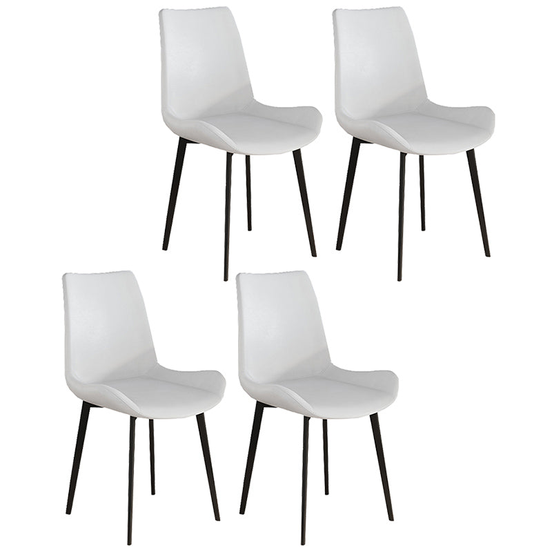 Leather Contemporary Restaurant Side Chair Parsons Matte Finish Dining Chair with Black Legs
