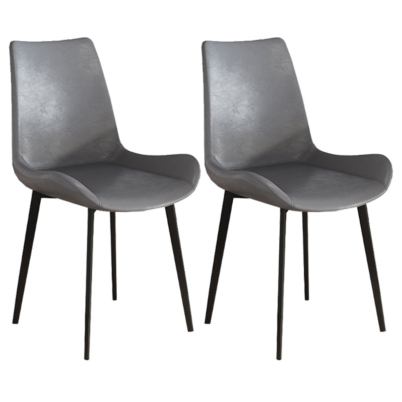 Leather Contemporary Restaurant Side Chair Parsons Matte Finish Dining Chair with Black Legs