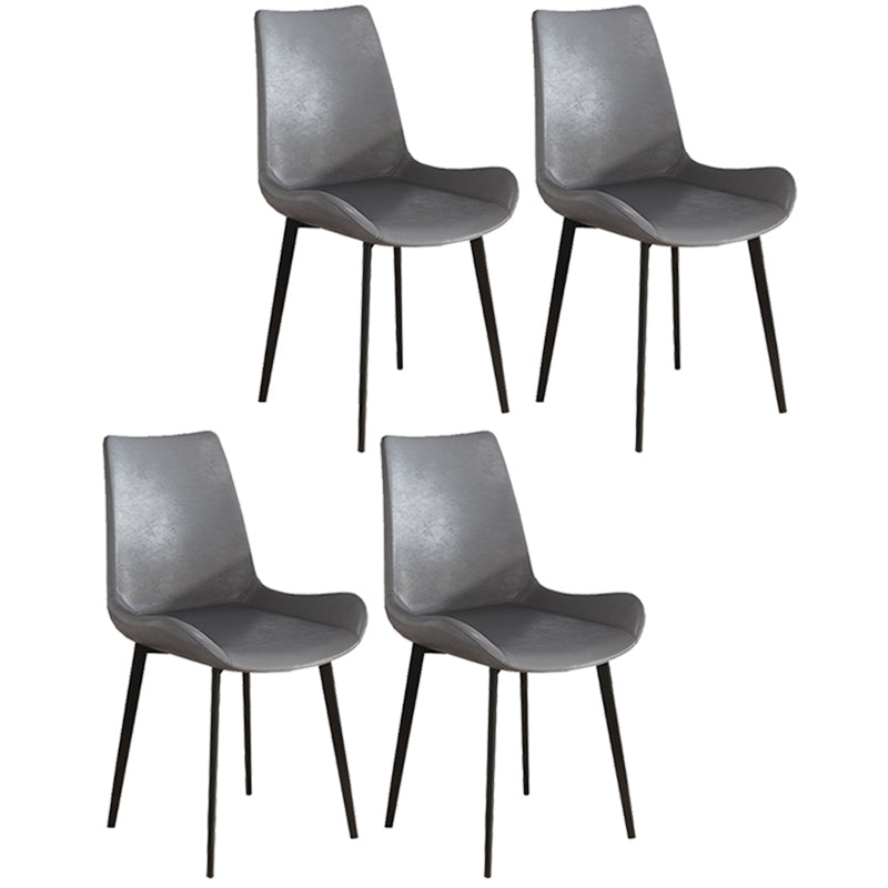 Leather Contemporary Restaurant Side Chair Parsons Matte Finish Dining Chair with Black Legs