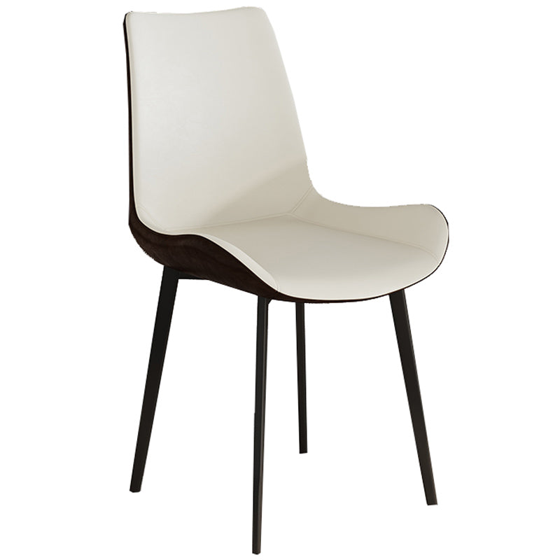 Leather Contemporary Restaurant Side Chair Parsons Matte Finish Dining Chair with Black Legs
