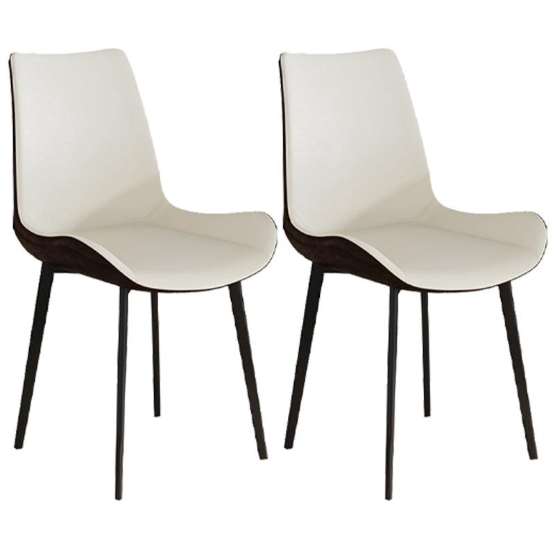 Leather Contemporary Restaurant Side Chair Parsons Matte Finish Dining Chair with Black Legs
