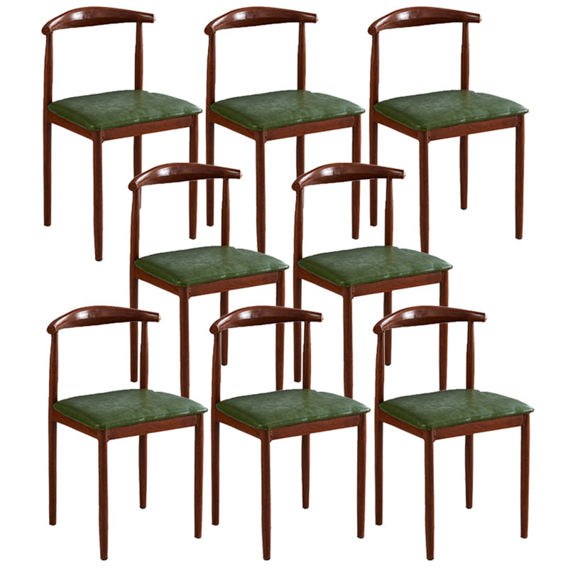 Contemporary Style Metal Kitchen Chairs Set Open Back Side PU Leather Chair