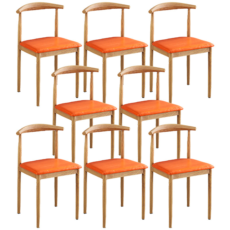 Contemporary Style Metal Kitchen Chairs Set Open Back Side PU Leather Chair