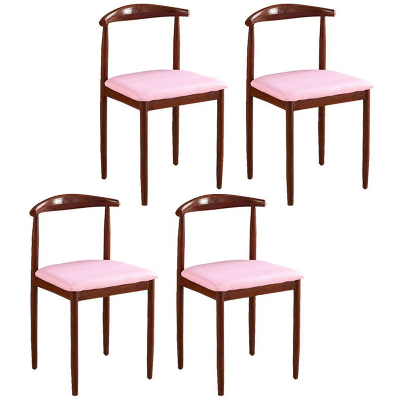 Contemporary Style Metal Kitchen Chairs Set Open Back Side PU Leather Chair