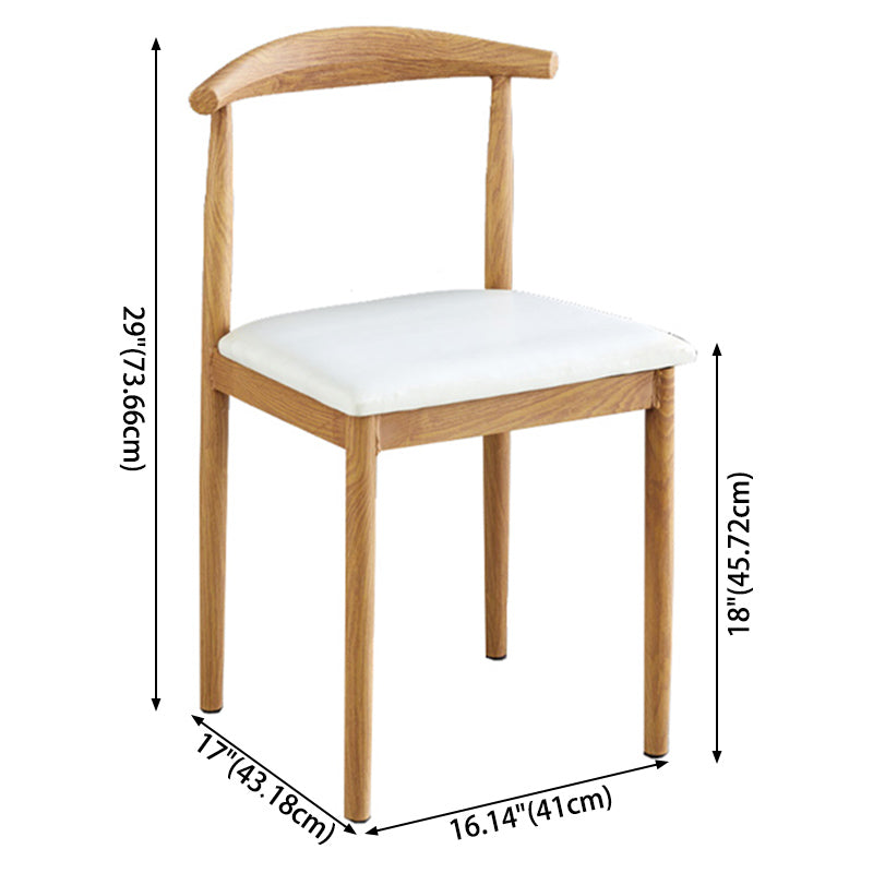 Contemporary Style Metal Kitchen Chairs Set Open Back Side PU Leather Chair